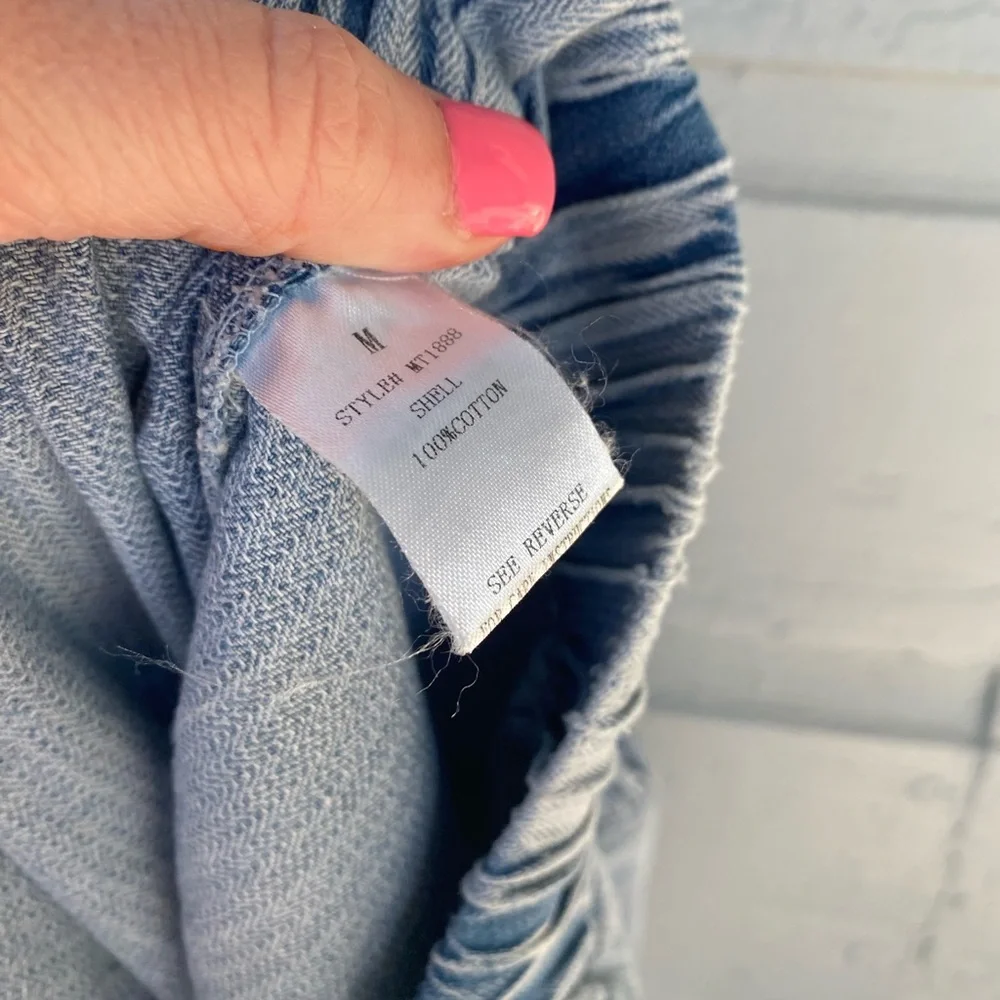Oli & Hali Light Blue Denim Crop Top Medium - Picture 4 of 4